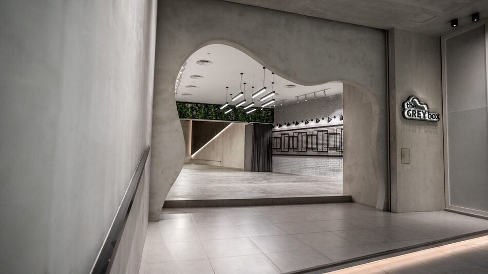 The entrance walkway into The Grey Box at GMBB
